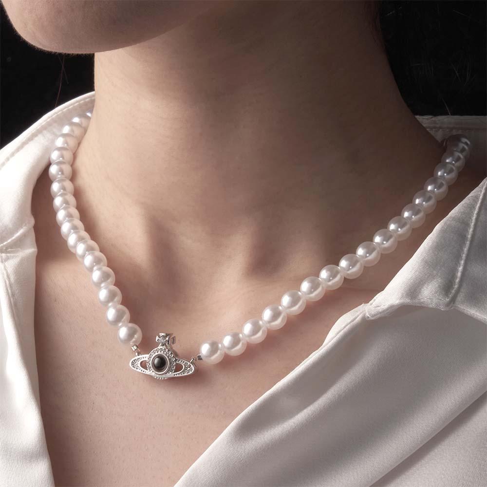 Custom Projection Necklace Planet Pearl Chain Fashion Gift