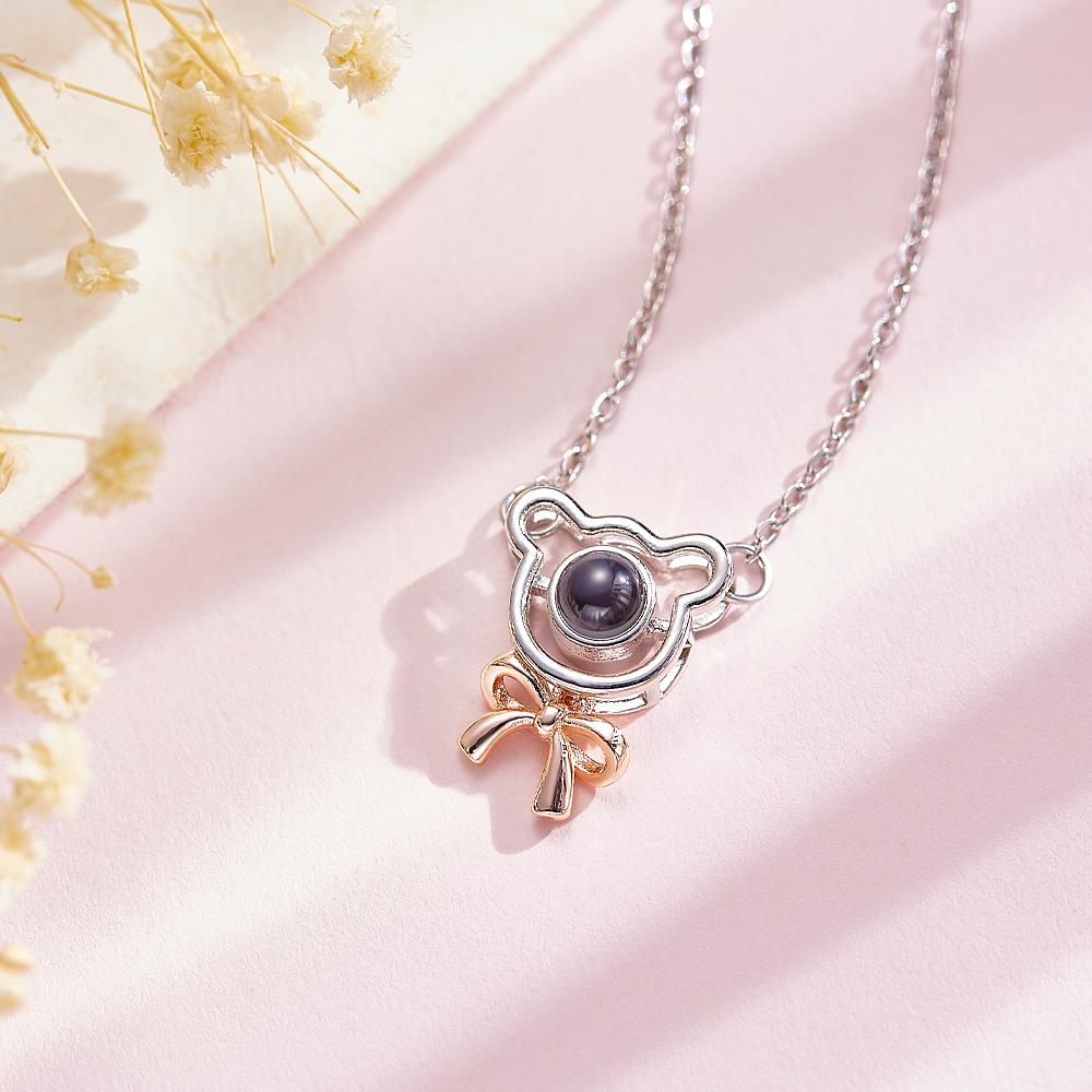 Custom Projection Necklace Bow Bear Cute Gift for Girl