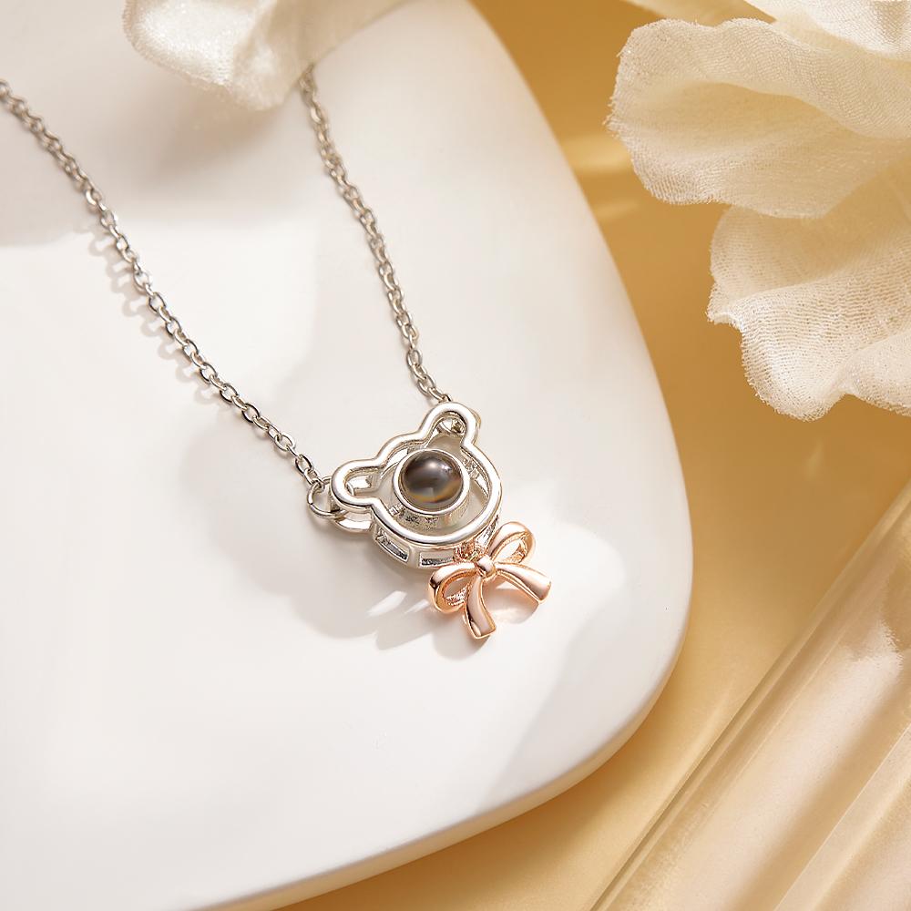 Custom Projection Necklace Bow Bear Cute Gift for Girl