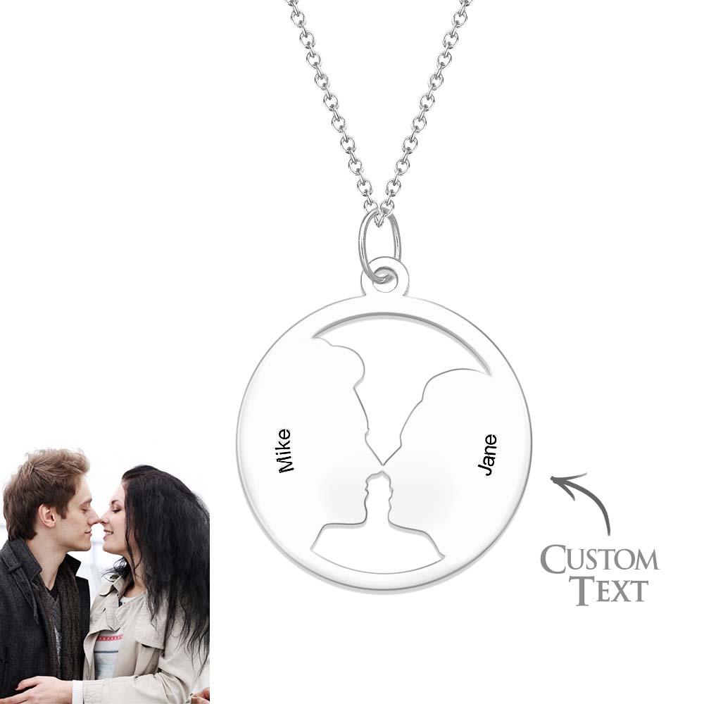 Custom Photo Silhouette Necklace for Couple with Custom Names