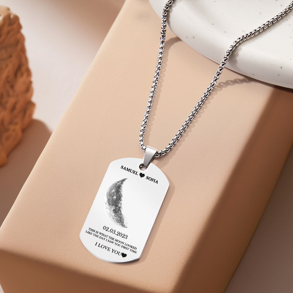 Custom Moon Phase Necklace Stylish Personalized Photo Pendant Valentine's Day Gift