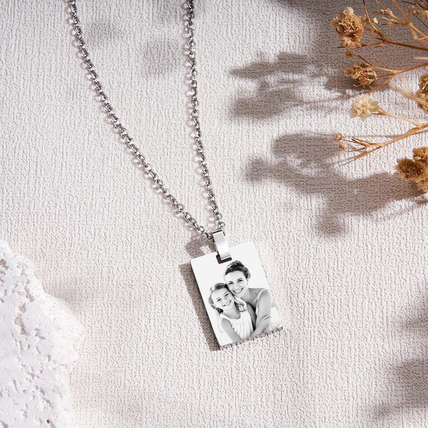 Custom Photo Necklace Shadow Engraved Necklace Mother's Day Gifts