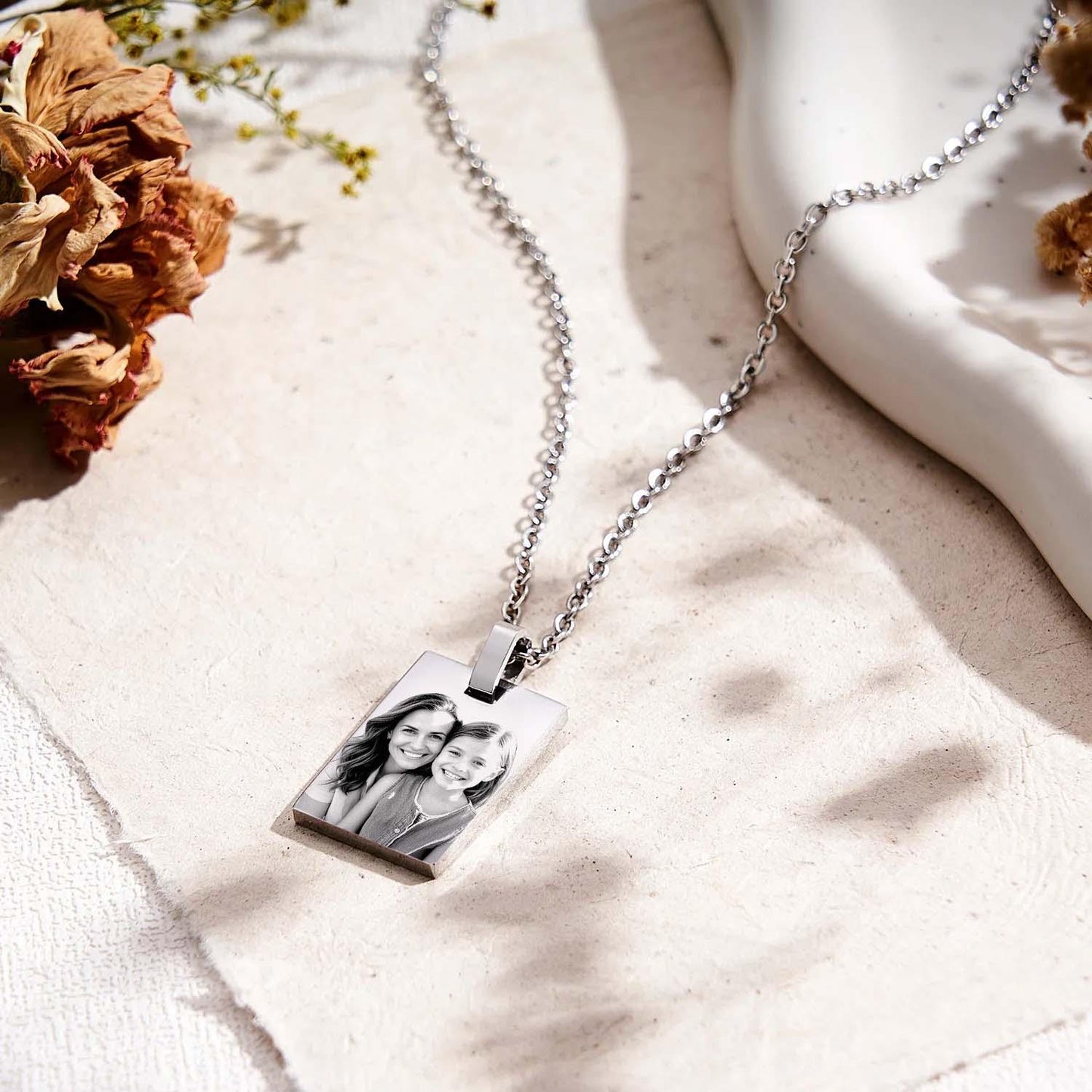 Custom Photo Necklace Shadow Engraved Necklace Mother's Day Gifts