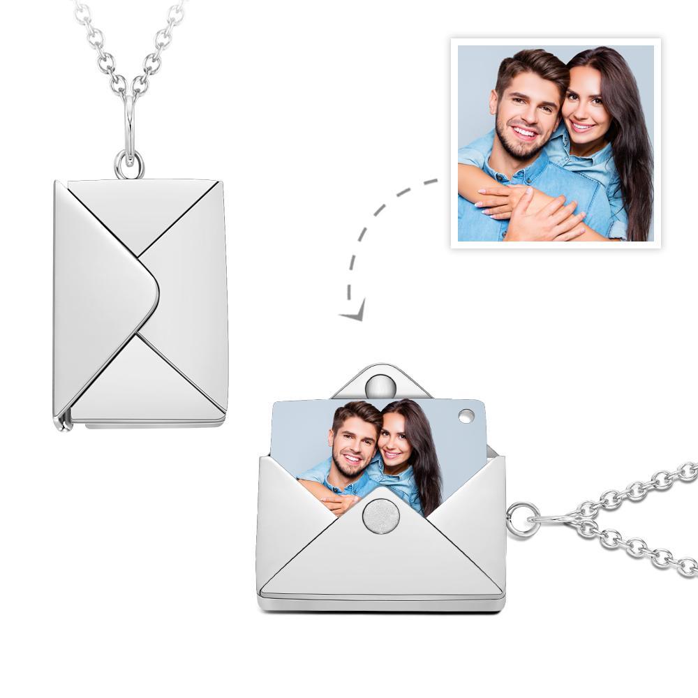 Custom Photo Necklace Engraved Text Jewelry and Key Chains Envelope Letter Secret Message Creative Gifts for Valentines' Day