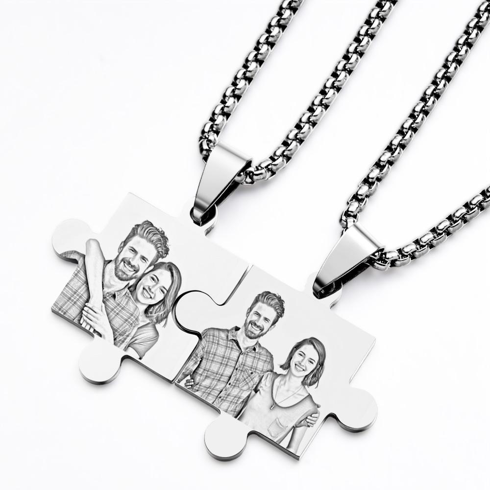 Together Forever Puzzle Necklace Couples Set Calendar Necklace Save The Date Gift for Him and Her