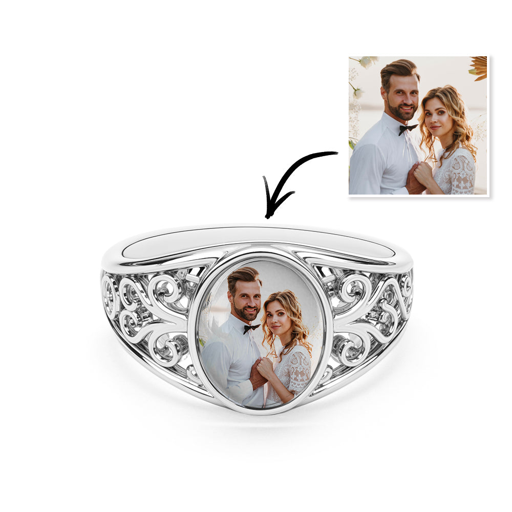 Custom Cutout Photo Rings Personalized Photo Jewelry Valentine's Day Gifts for Couple