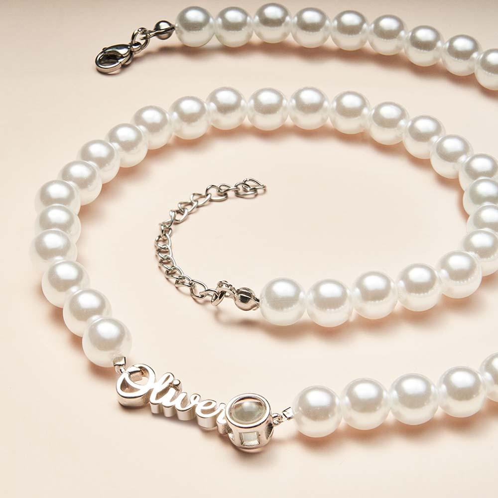 Custom Name Necklace Projection Pearl Chain Valentine's Day Gift