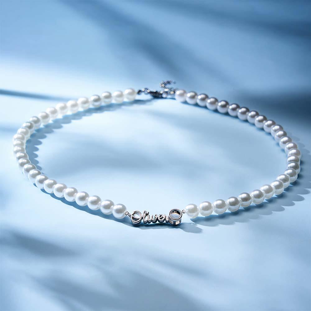 Custom Name Necklace Projection Pearl Chain Valentine's Day Gift