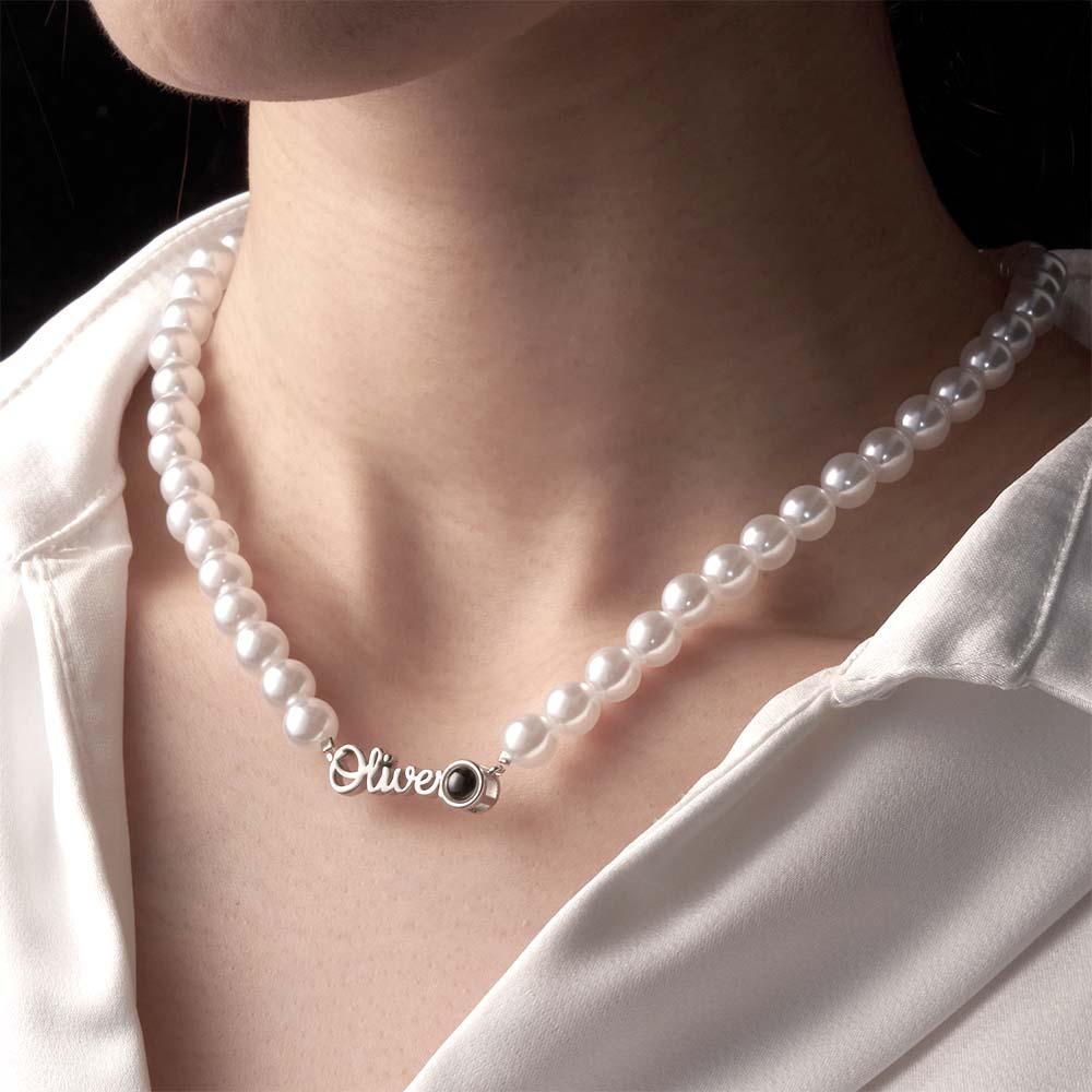 Custom Name Necklace Projection Pearl Chain Valentine's Day Gift