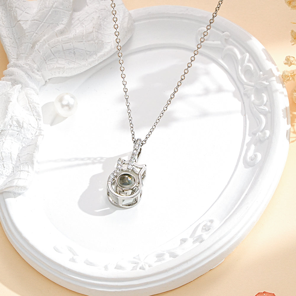 Personalized Guitar Design Projection Necklace Gift for Guitar Lovers