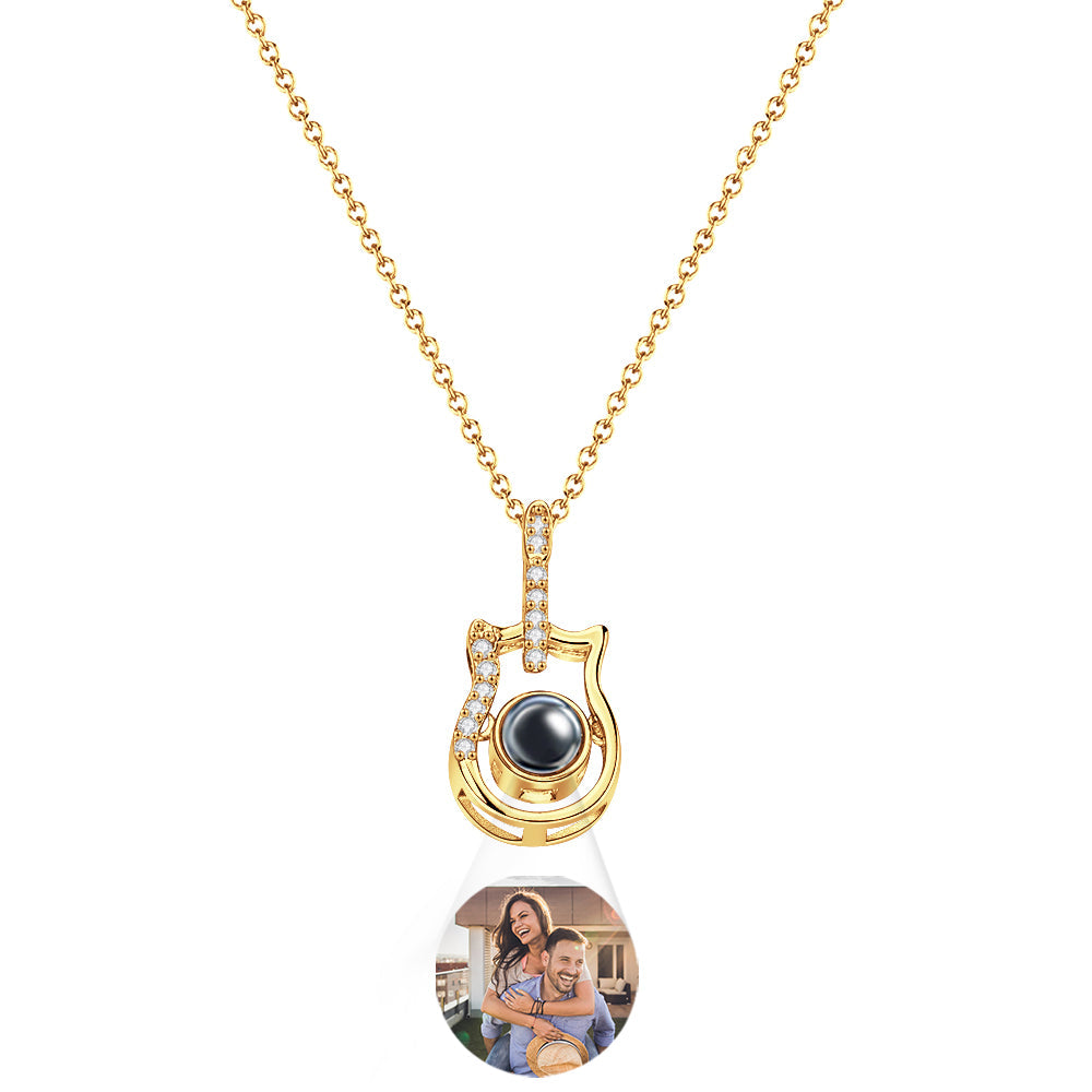 Personalized Guitar Design Projection Necklace Gift for Guitar Lovers