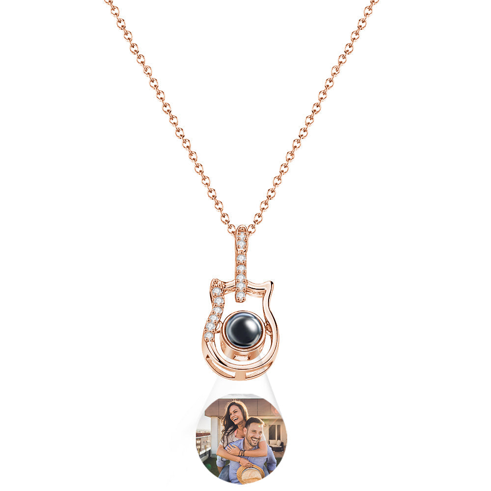 Personalized Guitar Design Projection Necklace Gift for Guitar Lovers
