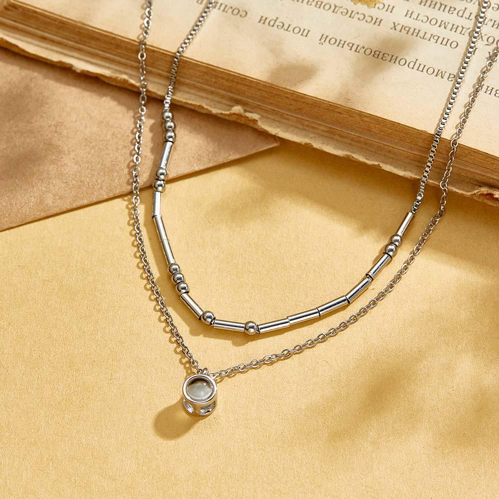 Morse Code Projection Layered Necklace Personalized Necklace Custom Secret Message Gift
