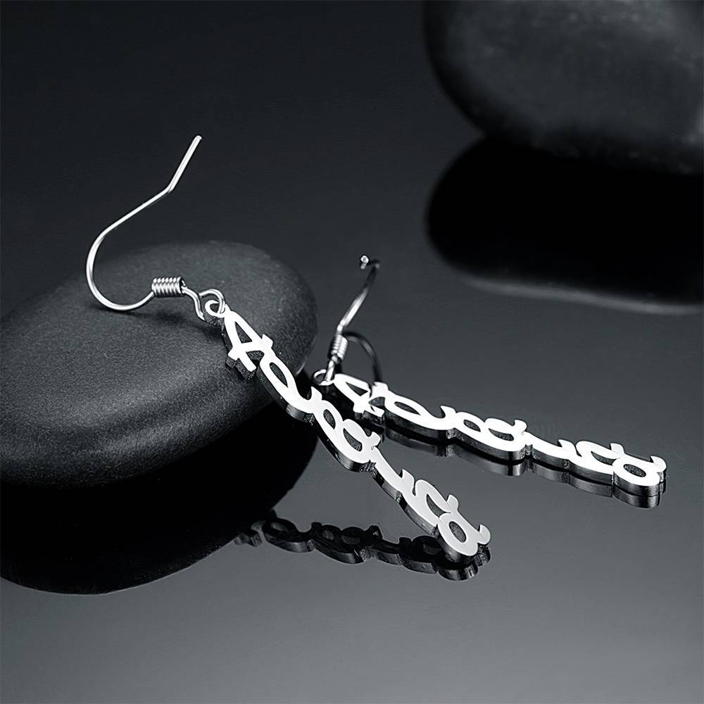 Name Earrings, Drop Earrings Silver Classic Style Unique Gift Platinum Plated