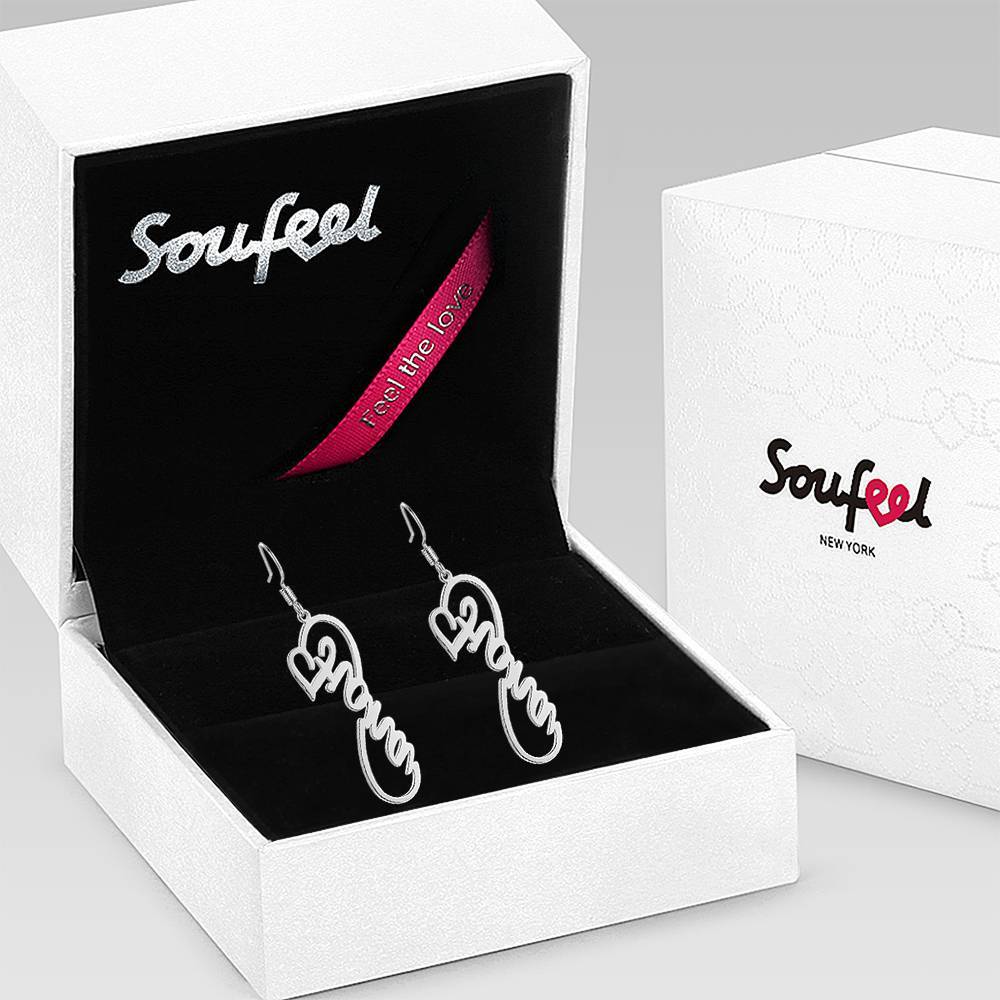 Name Earrings, Drop Earrings Silver - Gift