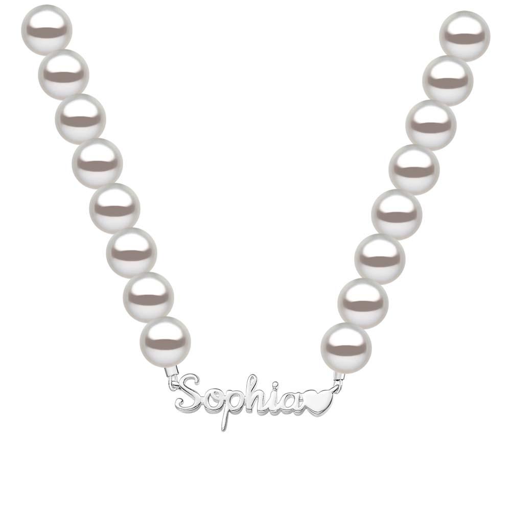 Custom Name Pearl Chain Necklace Heart Classic Gift for Her