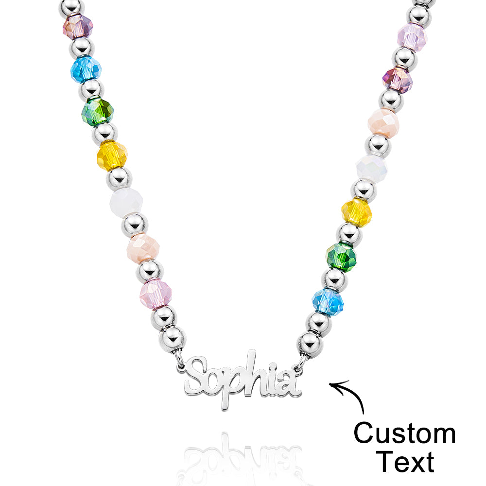 Custom Rainbow Beaded Name Necklace Summer Fashion Colorful Necklace for Kids