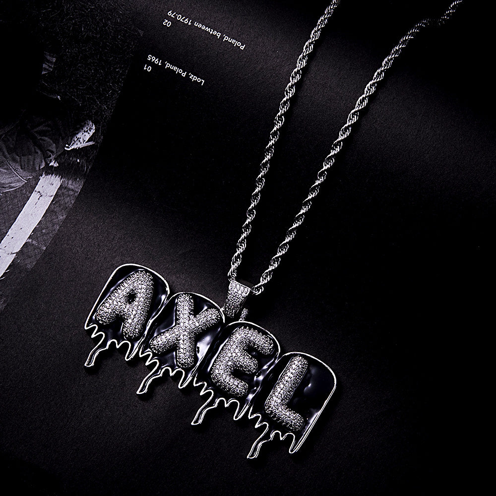 Custom Men's Name Necklace Hip Hop Oil Drop Letter Necklace Street Style Pendant Gift for Him