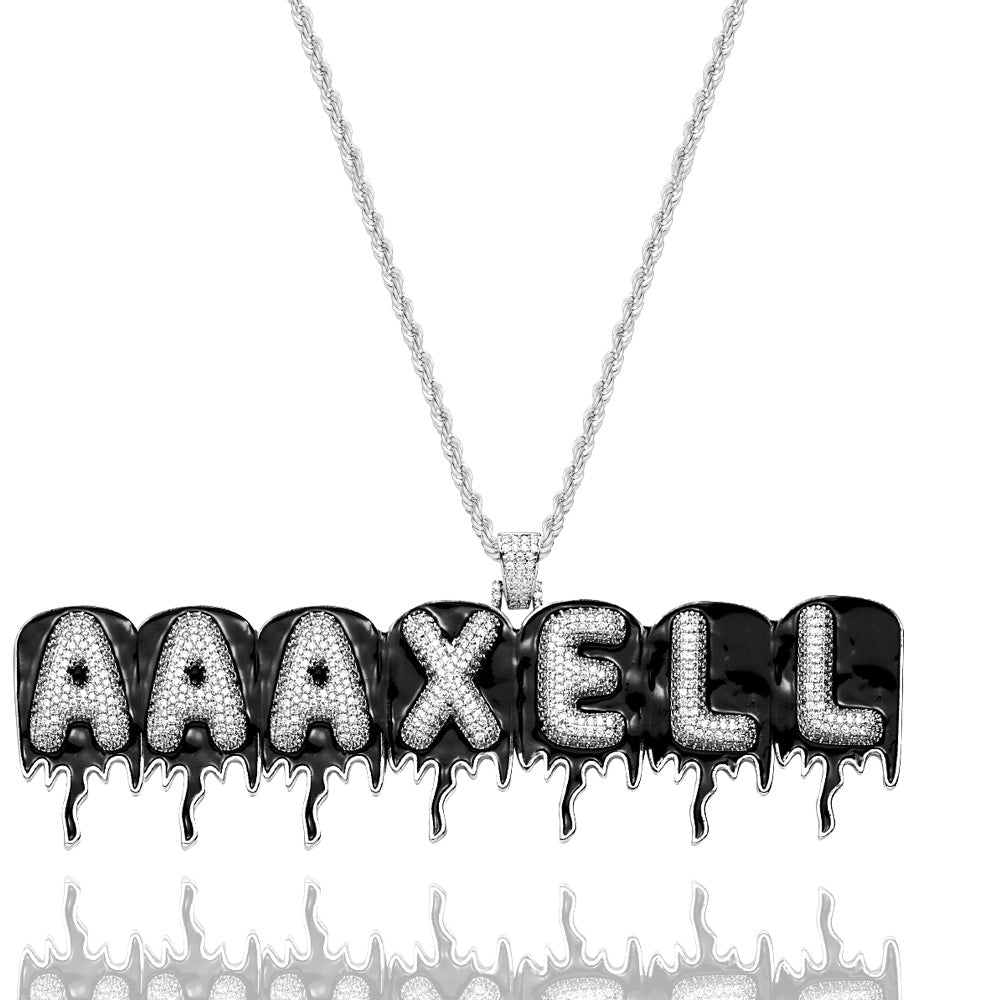Custom Men's Name Necklace Hip Hop Oil Drop Letter Necklace Street Style Pendant Gift for Him