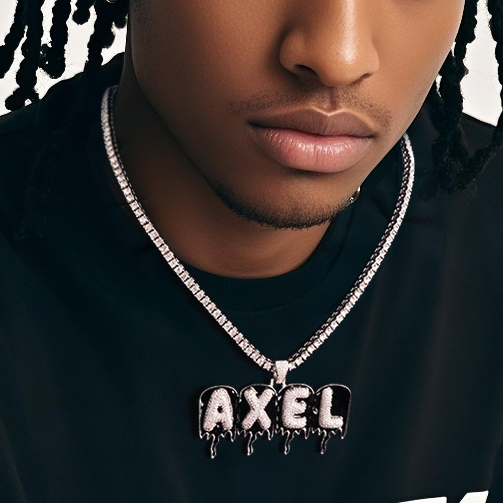 Custom Men's Name Necklace Hip Hop Oil Drop Letter Necklace Street Style Pendant Gift for Him