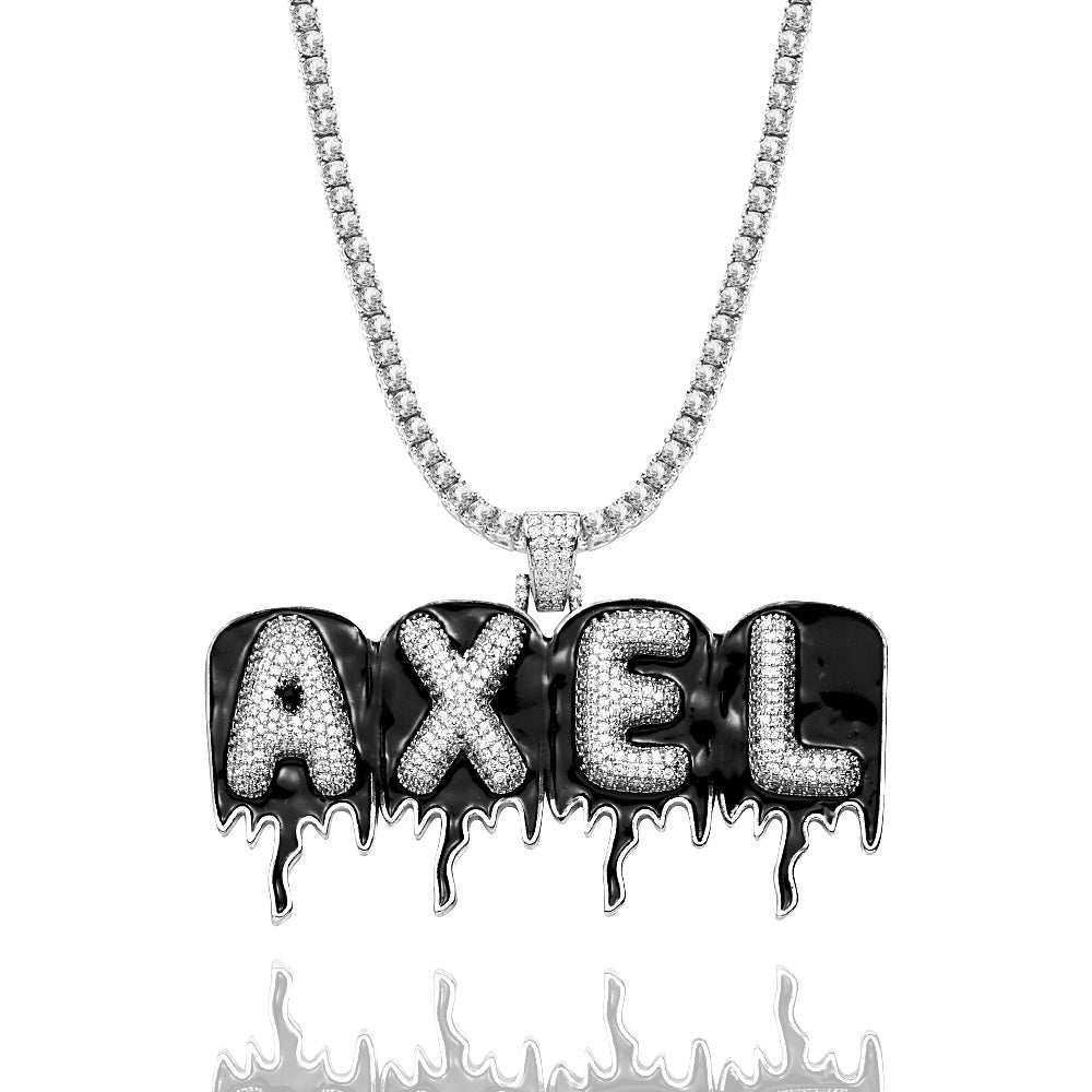 Custom Men's Name Necklace Hip Hop Oil Drop Letter Necklace Street Style Pendant Gift for Him