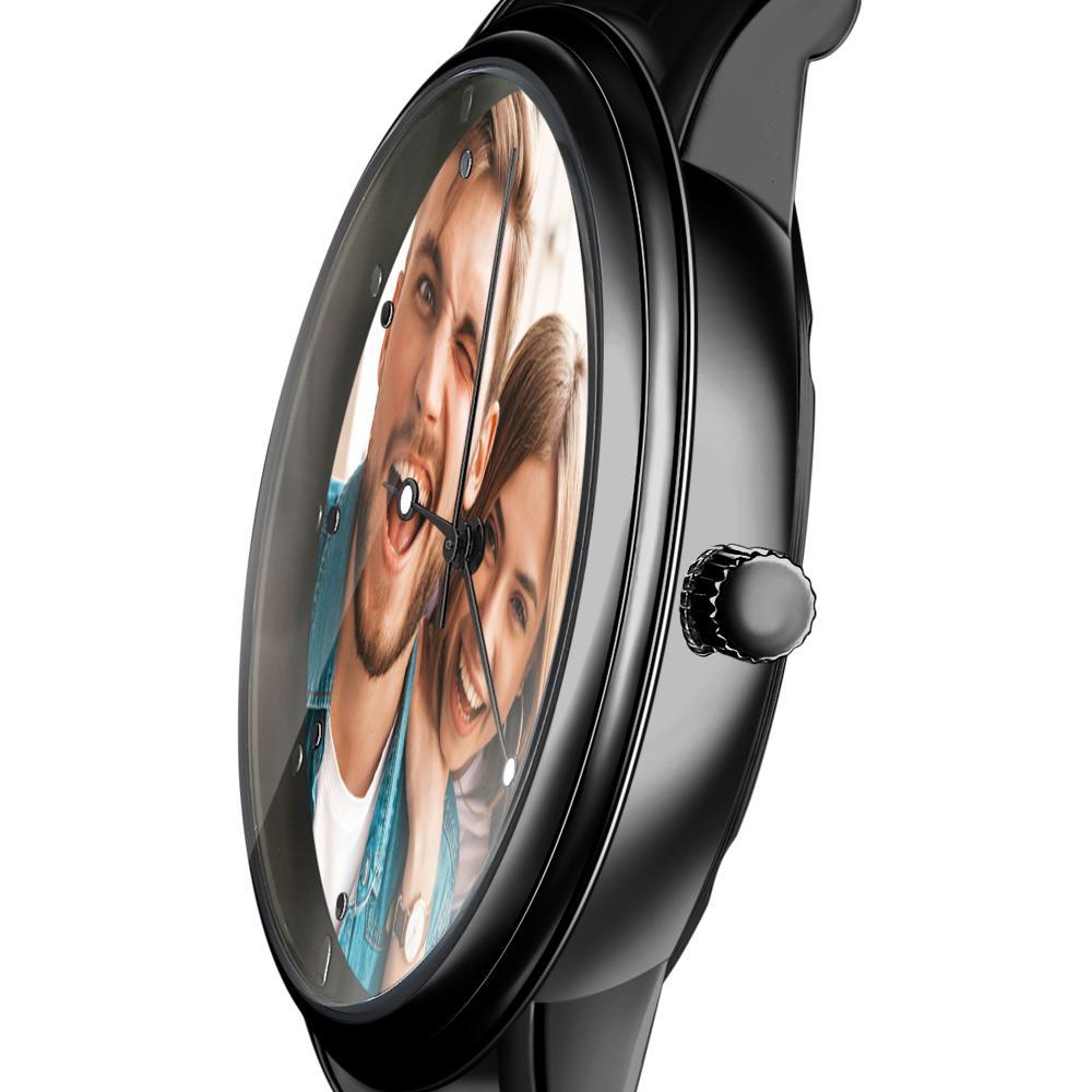 Engraved Men's Black Alloy Bracelet Photo Watch 38mm To My Husband I Love You Gifts for Him