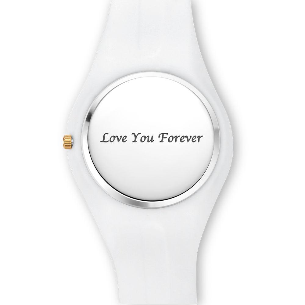 Men's Silicone Engraved Photo Watch Men's Engraved Photo Watch 41mm White Strap - Golden