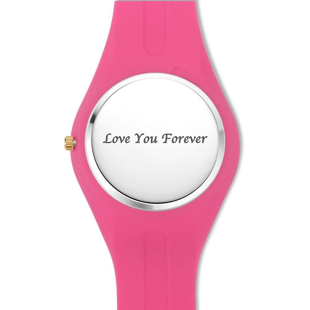 Unisex Silicone Engraved Watch Unisex Engraved Watch 41mm Pink Strap - Golden