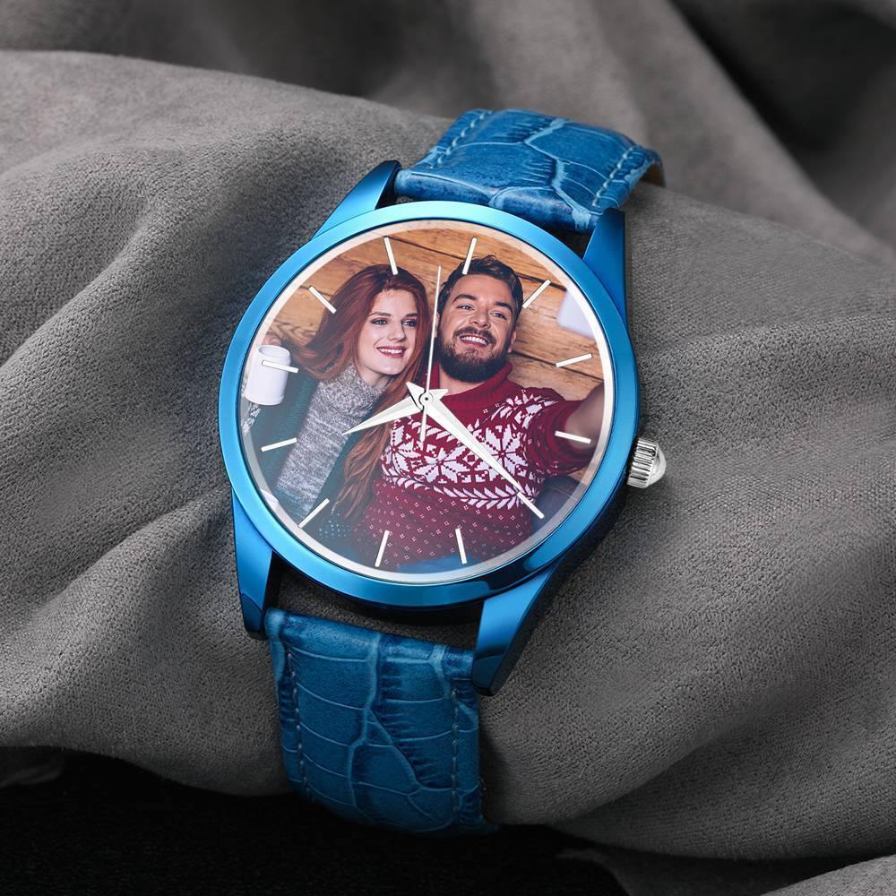 Personalized Engraved Watch, Photo Watch with Leather Strap Women's