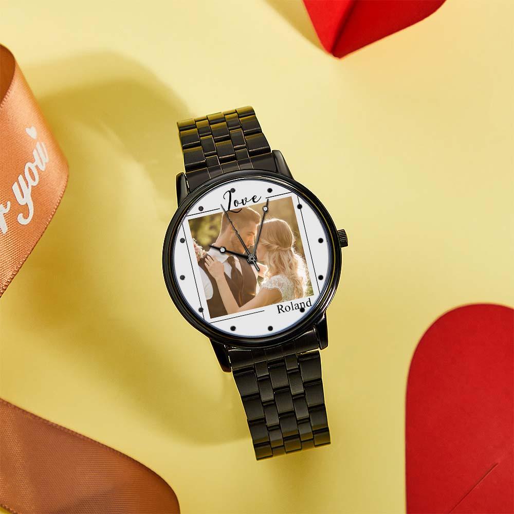 Custom Photo Watch for Men Personalized Engraved Picture Watch for Husband Valentine's Day