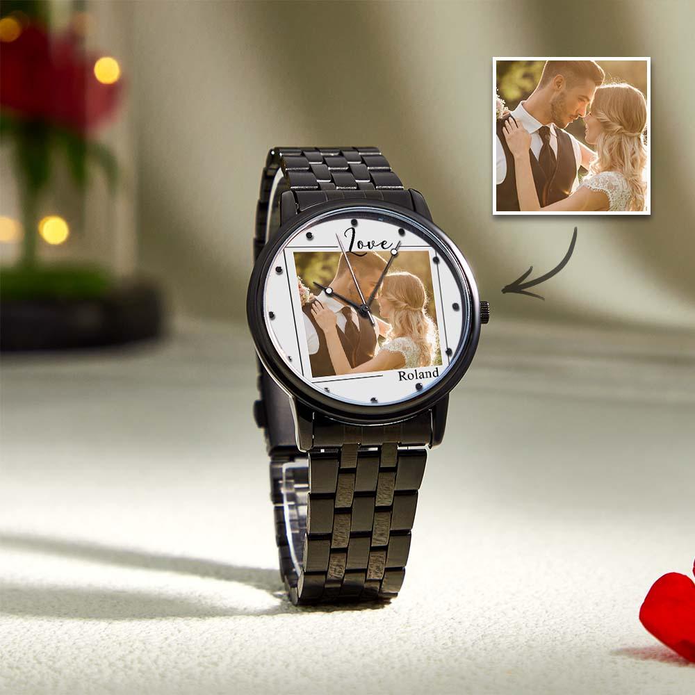 Custom Photo Watch for Men Personalized Engraved Picture Watch for Husband Valentine's Day