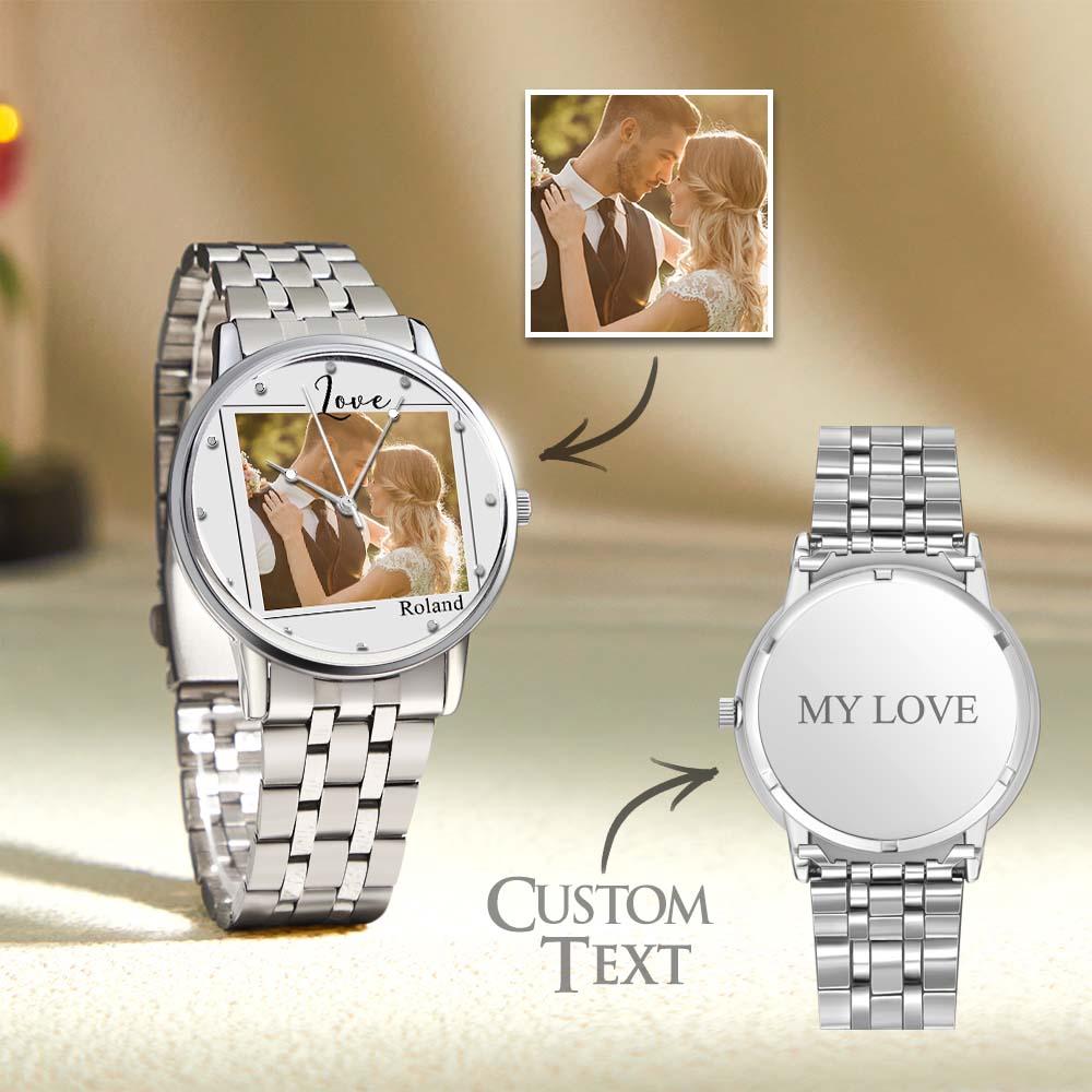 Custom Photo Watch for Men Personalized Engraved Picture Watch for Husband Valentine's Day