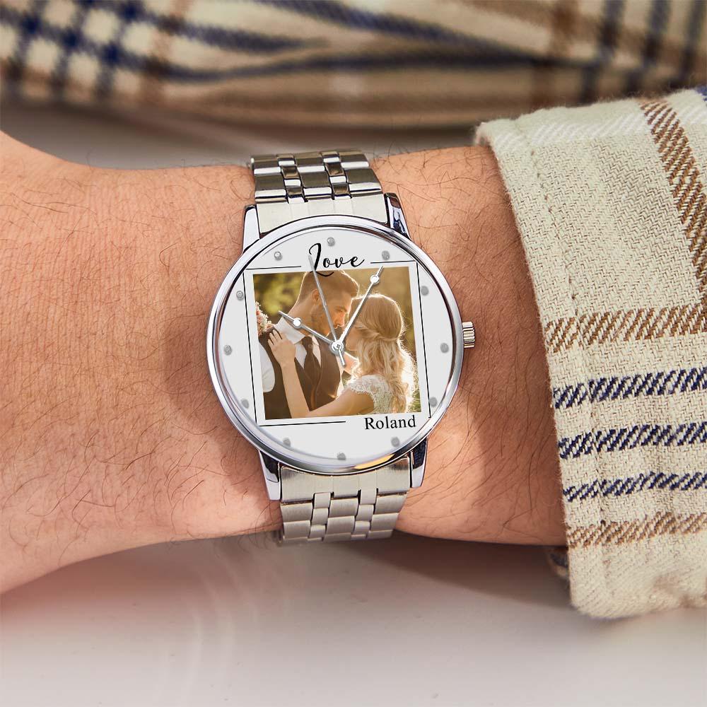 Custom Photo Watch for Men Personalized Engraved Picture Watch for Husband Valentine's Day