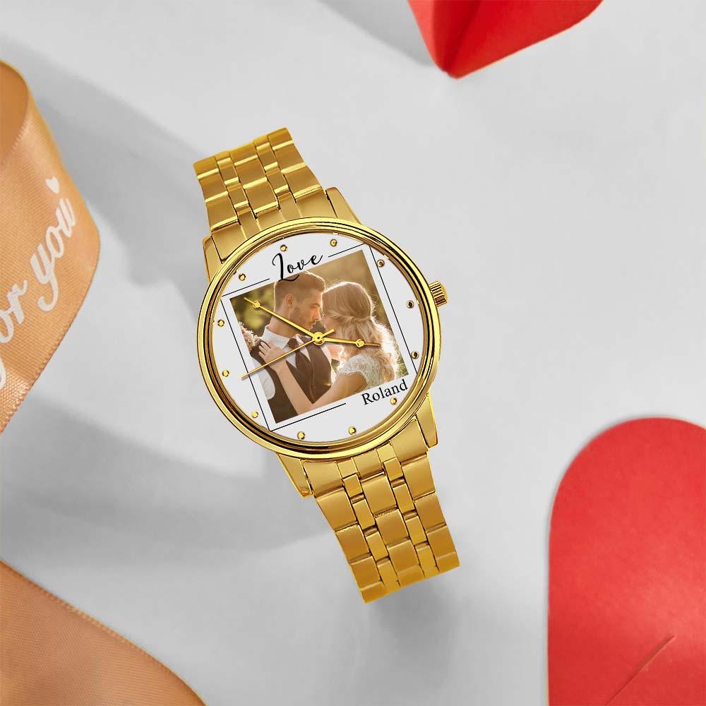 Custom Photo Watch for Men Personalized Engraved Picture Watch for Husband Valentine's Day