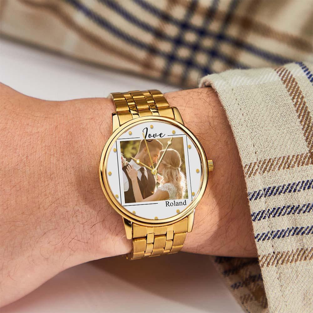 Custom Photo Watch for Men Personalized Engraved Picture Watch for Husband Valentine's Day