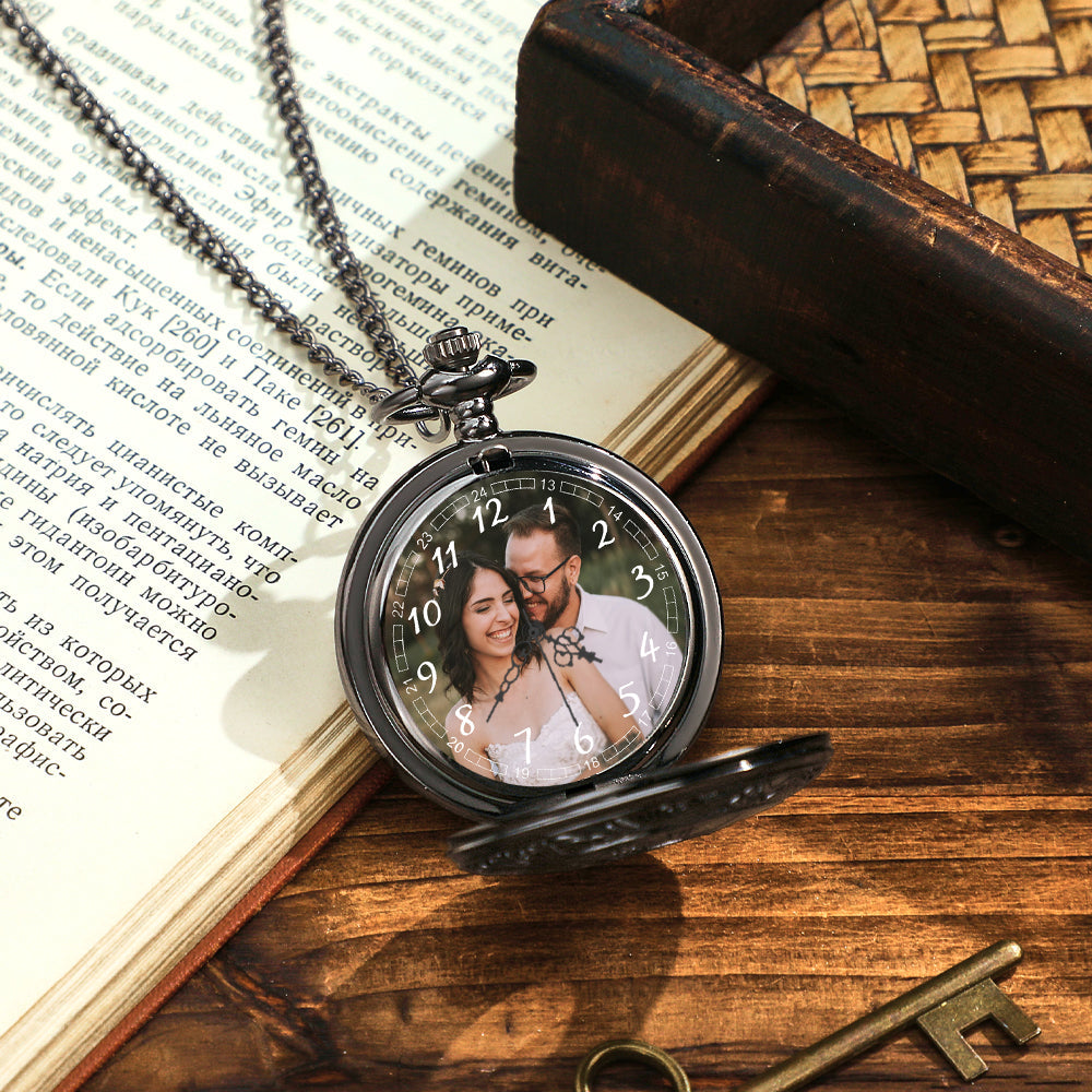 Custom Photo Pocket Watch Personalised Hollow Pattern Pocket Watchs Gift