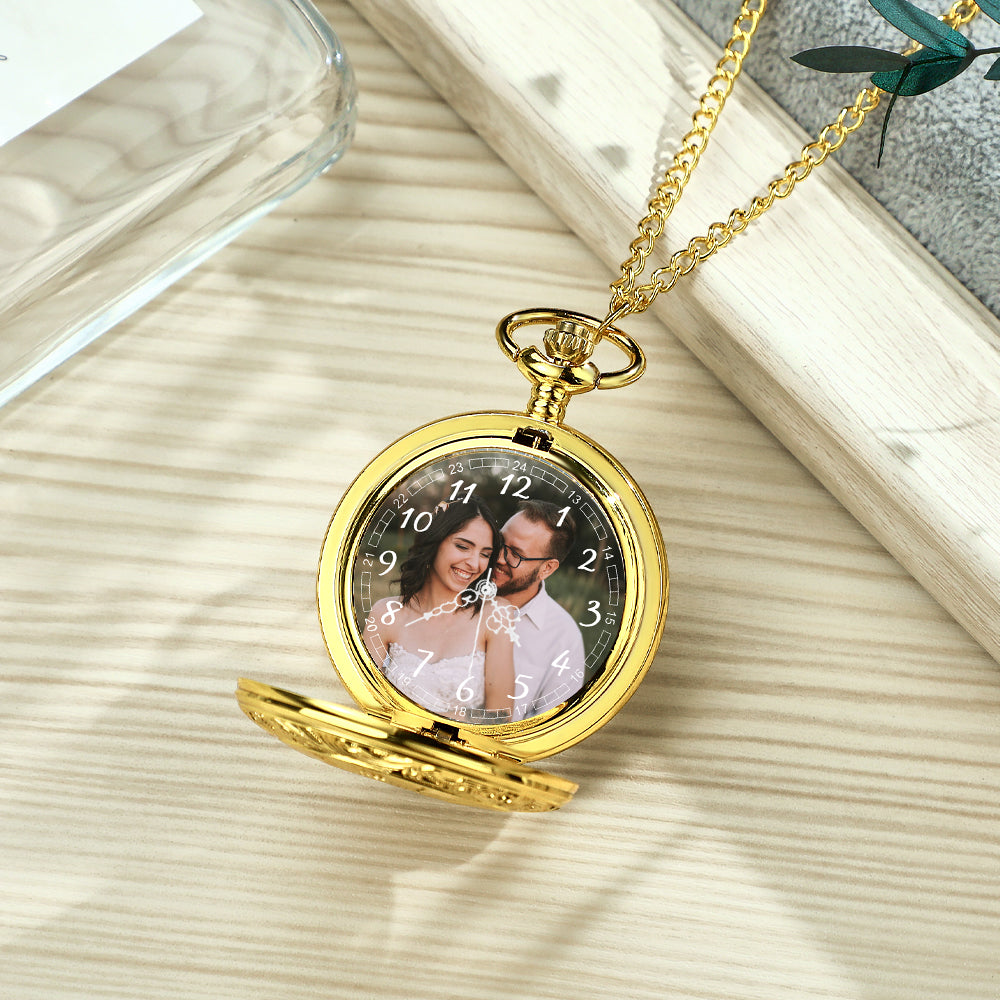 Custom Photo Pocket Watch Personalised Hollow Pattern Pocket Watchs Gift