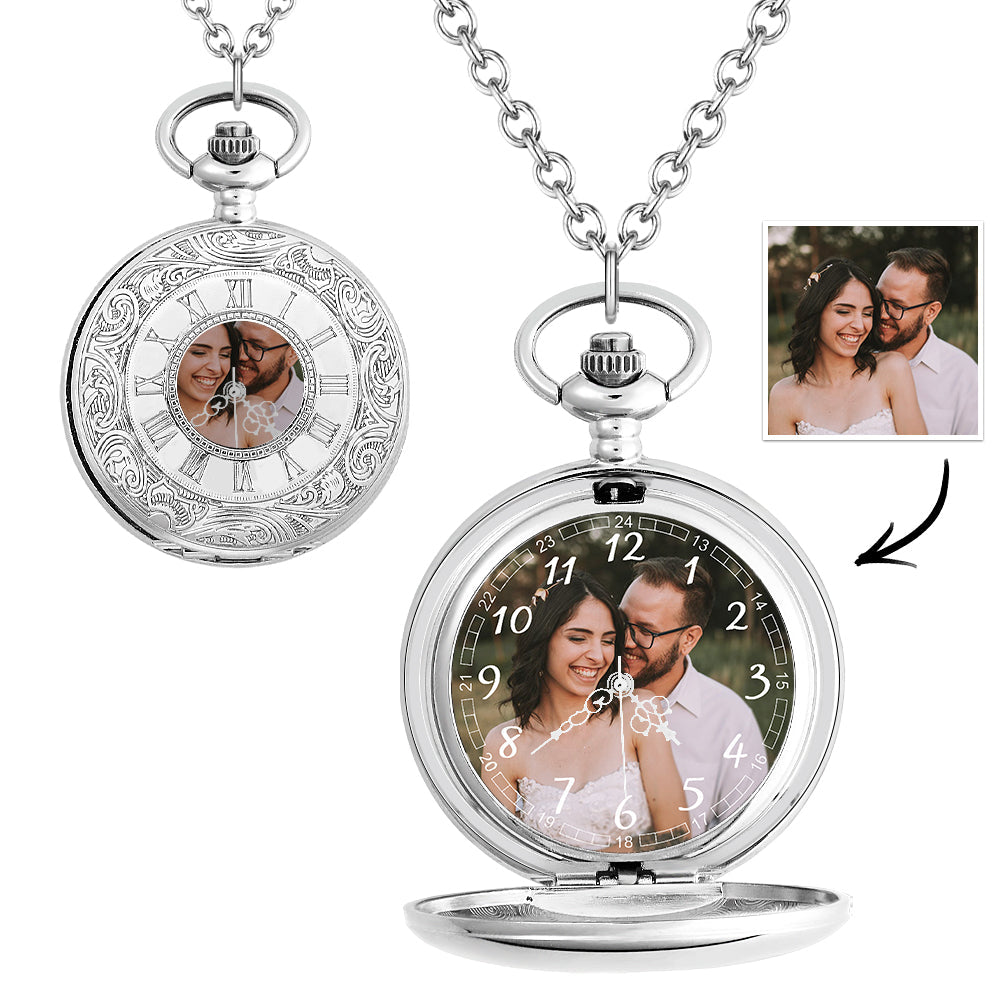 Custom Photo Pocket Watch Personalised Hollow Pattern Pocket Watchs Gift