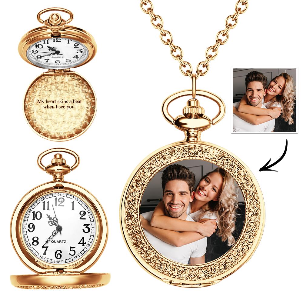 Custom Photo and Engravable Pocket Watch Personalised Vintage Pocket Watchs Gift