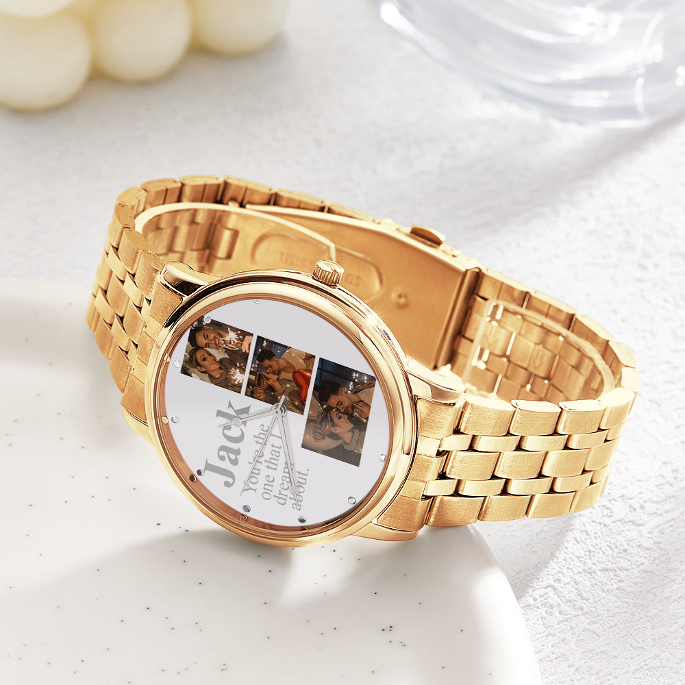 Personalized Engraved Photo Watch Alloy Bracelet Photo Watch To Boyfriend Valentine's Day Gifts
