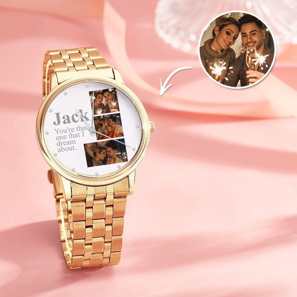 Personalized Engraved Photo Watch Alloy Bracelet Photo Watch To Boyfriend Valentine's Day Gifts
