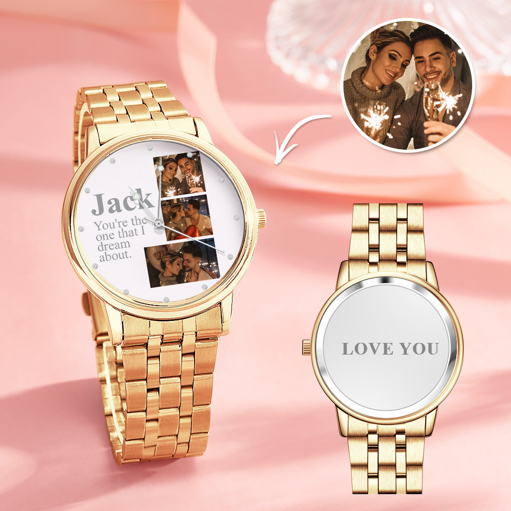 Personalized Engraved Photo Watch Alloy Bracelet Photo Watch To Boyfriend Valentine's Day Gifts