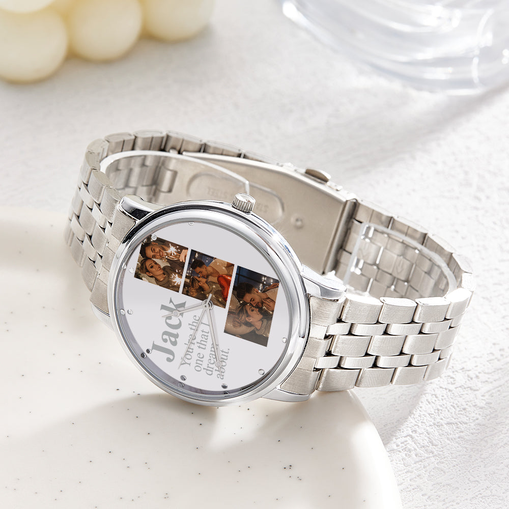 Personalized Engraved Photo Watch Alloy Bracelet Photo Watch To Boyfriend Valentine's Day Gifts