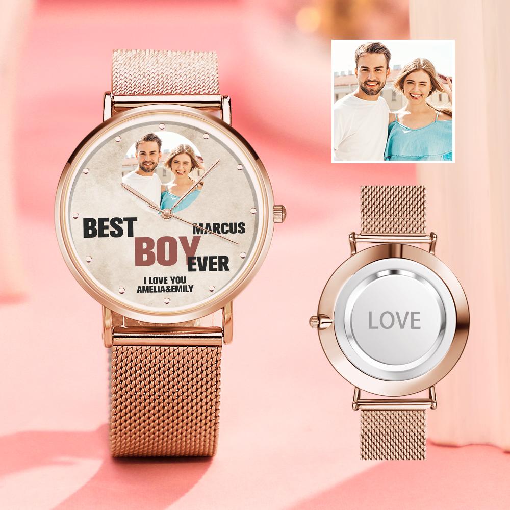 Custom Engraved Photo Watches With Alloy Strap Valentine's Day Gift For Him