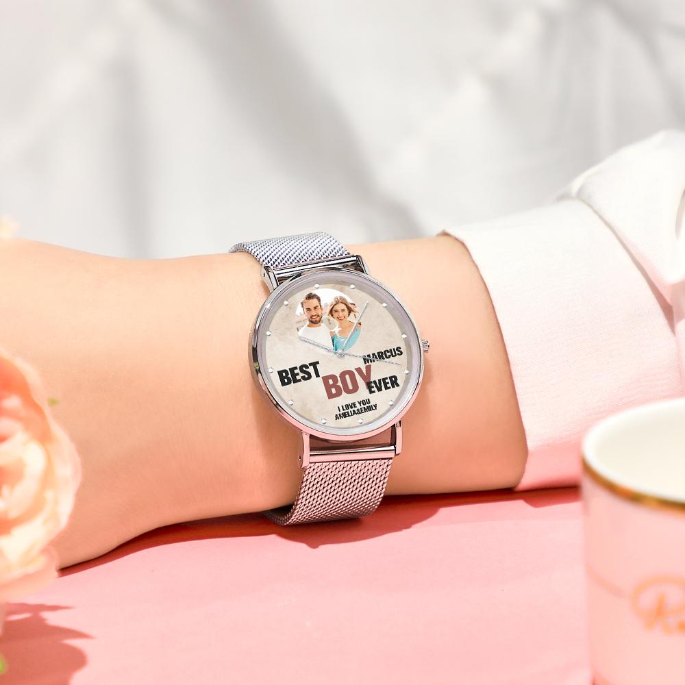 Custom Engraved Photo Watches With Alloy Strap Valentine's Day Gift For Him