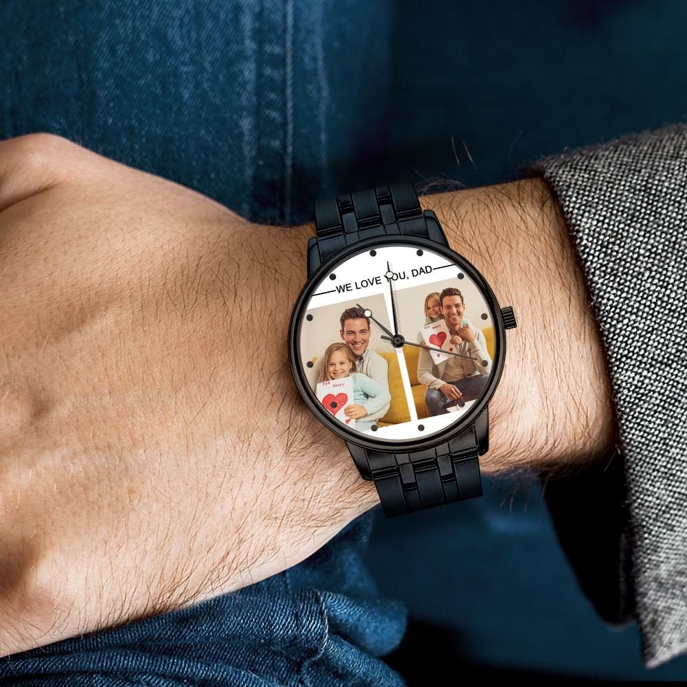 Custom Engraved Photo Watch Personalized Engraved Picture Watch Father's Day Gifts For Dad