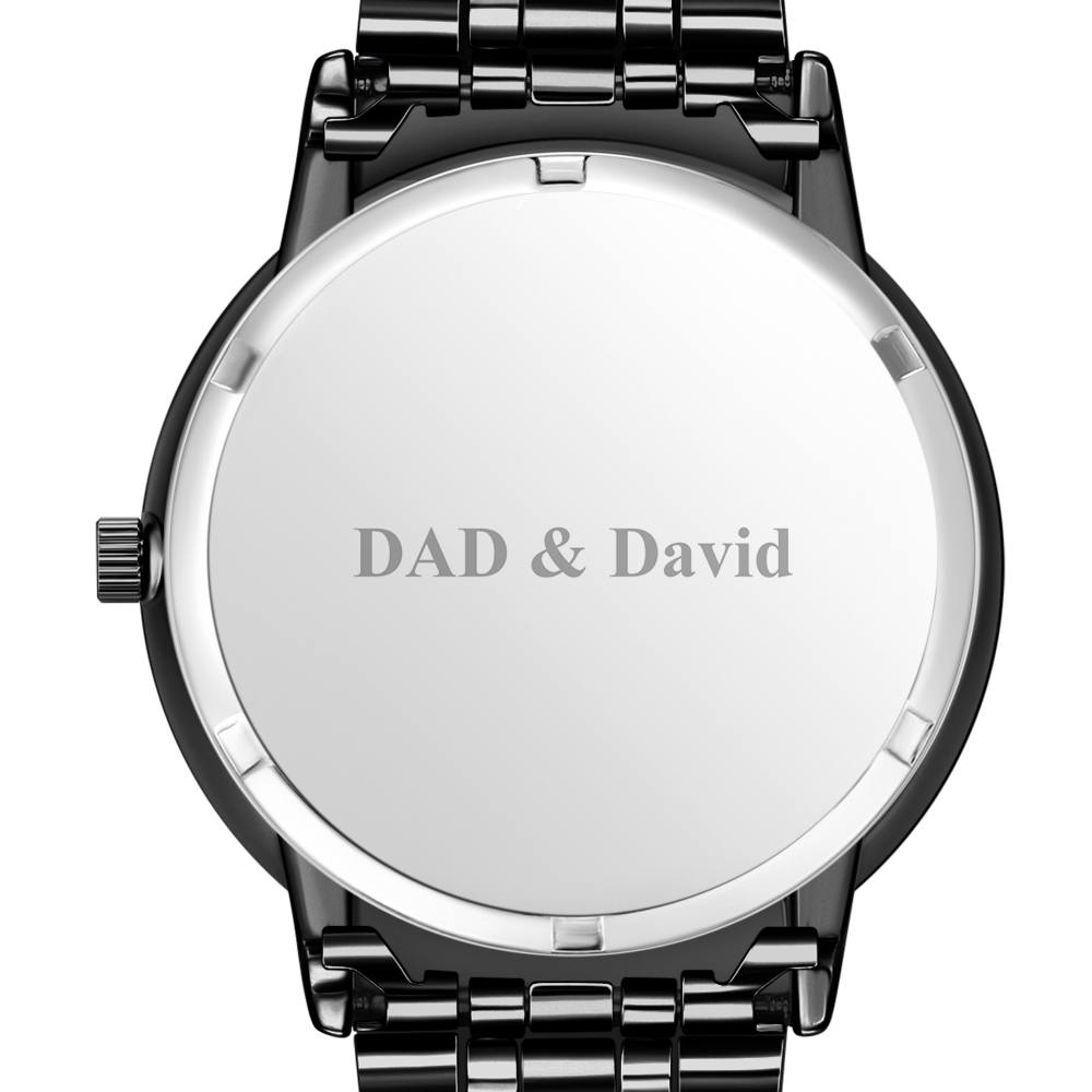 Engraved Men's Black Alloy Bracelet Photo Watch I'm Always With You Memorial Gift For Him