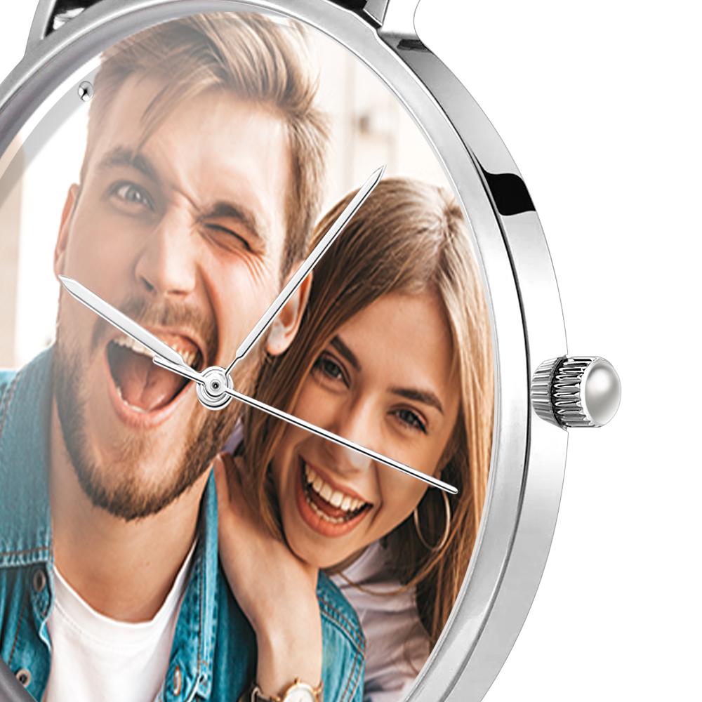 Women's Engraved Calendar Alloy Bracelet Photo Watch 36mm