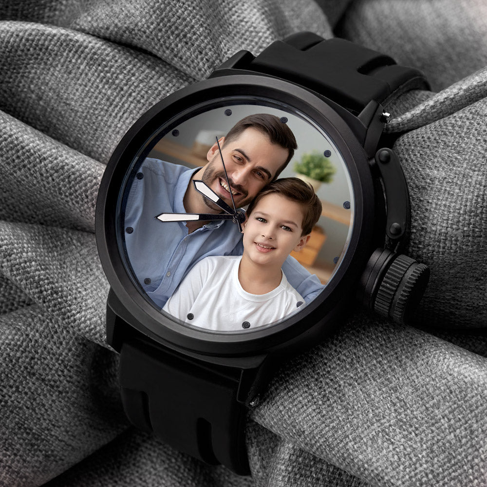 Men's Custom Family Photo Sport Plastic Strap Watch