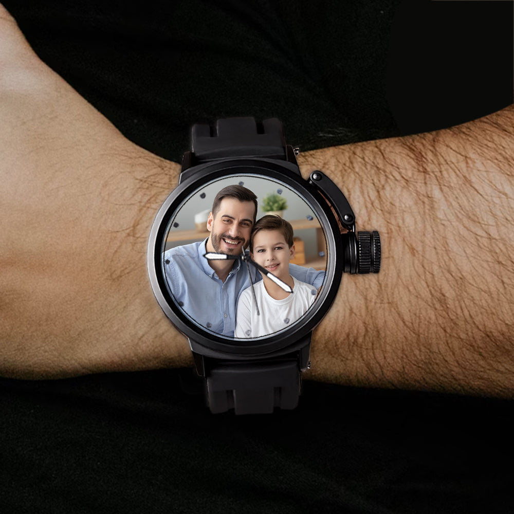 Men's Custom Family Photo Sport Plastic Strap Watch